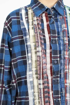 Needles Rebuild Ribbon Flannel Shirt Navy| Shirts