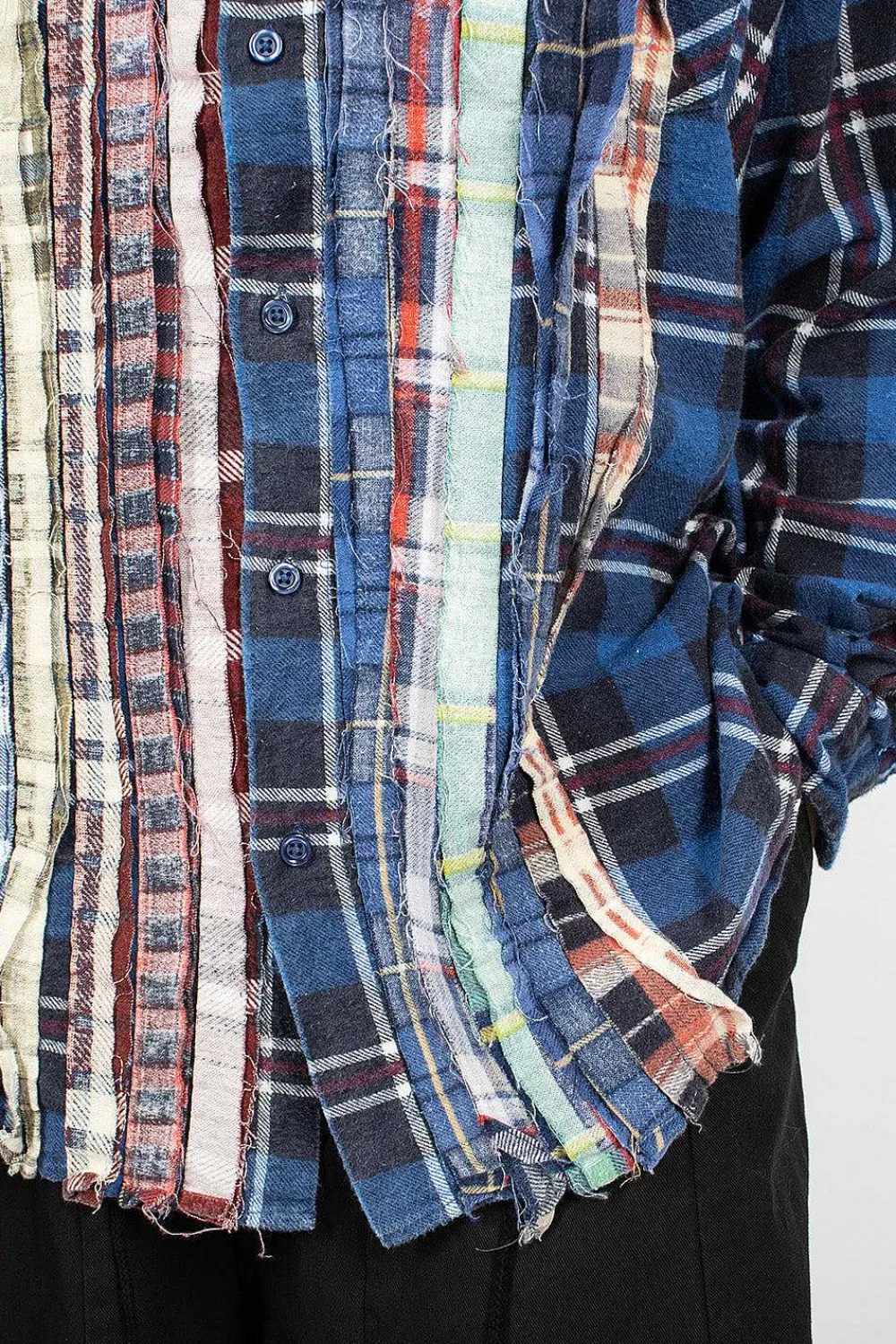 Needles Rebuild Ribbon Flannel Shirt Navy| Shirts
