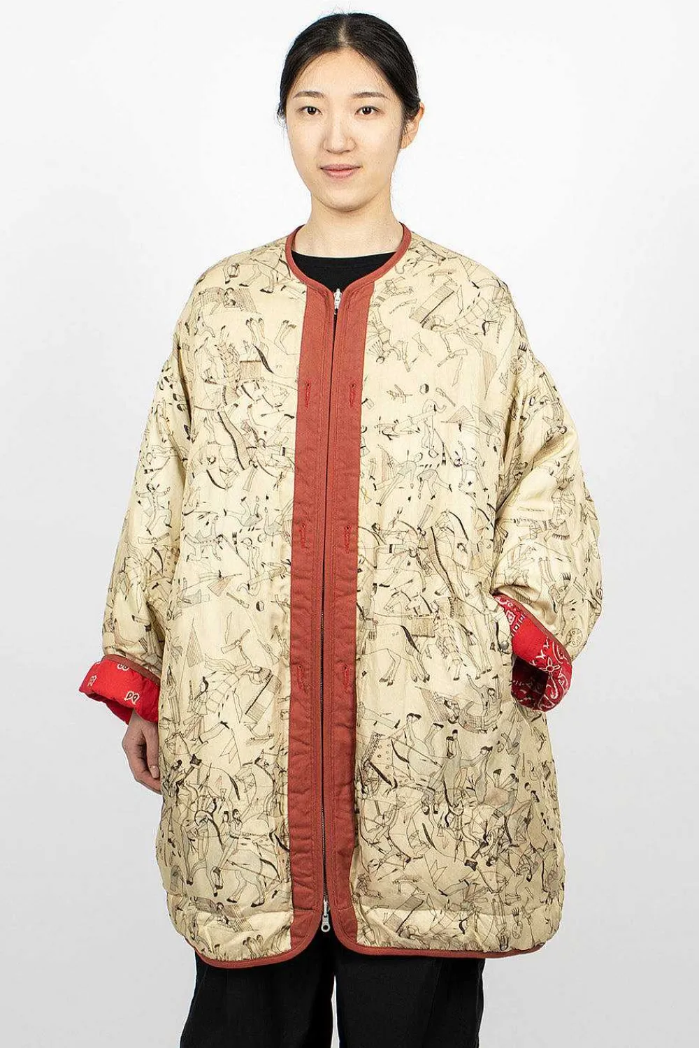 VISVIM Reversible Liner Coat Bandana Red| Outerwear