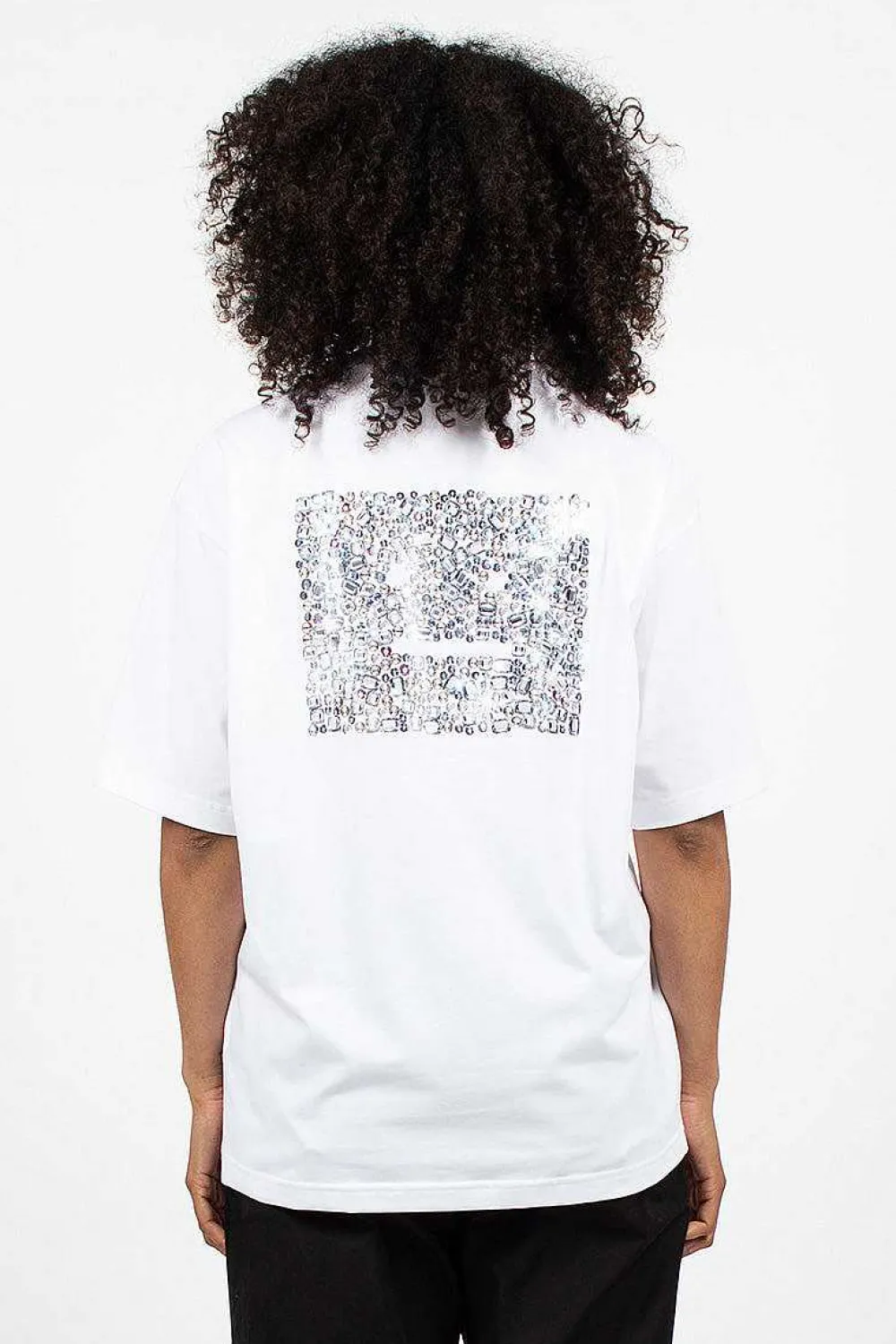 Acne Studios Rhinestone Face Tee Optic White| Tops