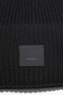Acne Studios Ribbed Knit Beanie Black| Hats