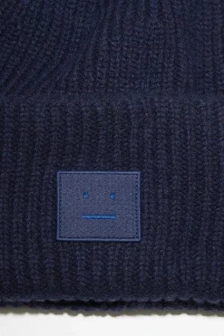 Acne Studios Ribbed Knit Beanie Navy| Hats