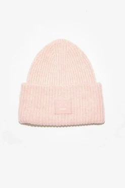 Acne Studios Ribbed Knit Beanie Pink Melange| Hats