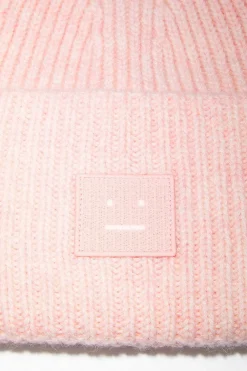 Acne Studios Ribbed Knit Beanie Pink Melange| Hats