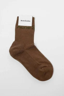 Acne Studios Ribbed Logo Socks Khaki| Tights & Socks