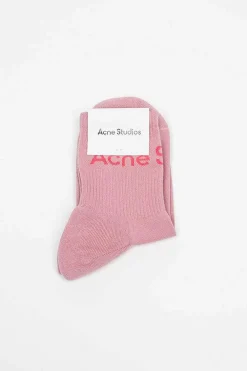 Acne Studios Ribbed Logo Socks Pink Melange| Tights & Socks