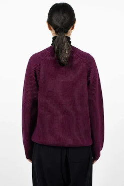 6397 Ribbed Raglan Crewneck Plum| Knitwear