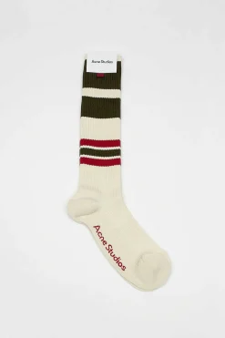 Acne Studios Ribbed Stripe Socks Dark Khaki| Tights & Socks