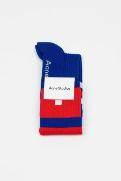 Acne Studios Ribbed Stripe Socks Sapphire Blue| Tights & Socks