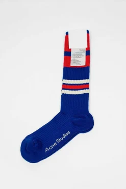Acne Studios Ribbed Stripe Socks Sapphire Blue| Tights & Socks