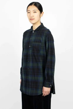 Engineered Garments FWK Rounded Collar Shirt Blackwatch Tartan| Tops