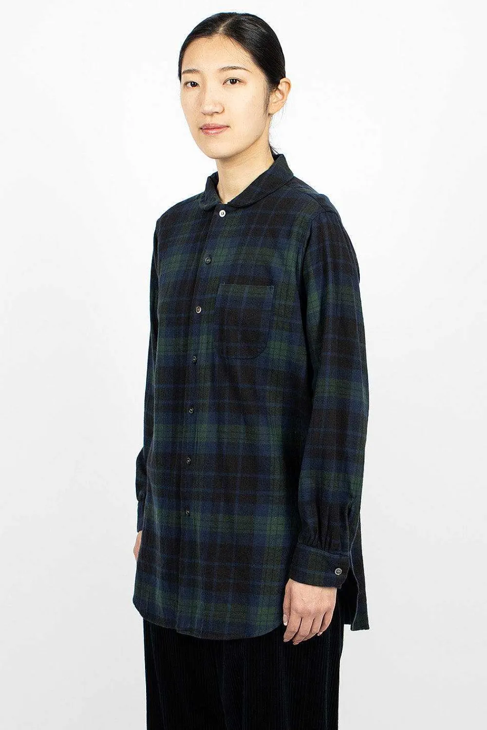 Engineered Garments FWK Rounded Collar Shirt Blackwatch Tartan| Tops