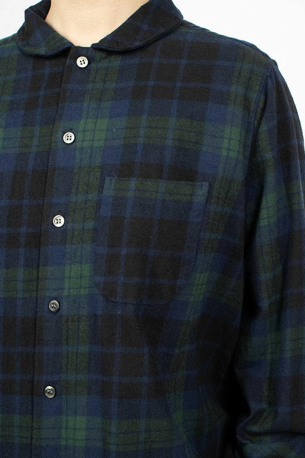 Engineered Garments FWK Rounded Collar Shirt Blackwatch Tartan| Tops