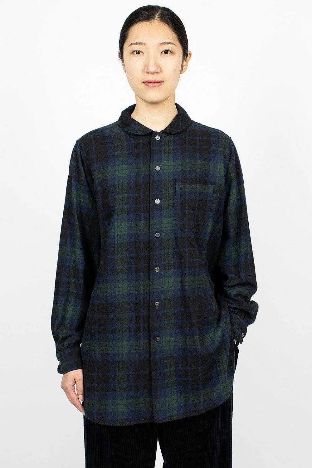 Engineered Garments FWK Rounded Collar Shirt Blackwatch Tartan| Shirts
