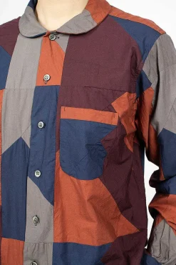 Engineered Garments FWK Rounded Collar Shirt Burgundy/Geo| Shirts