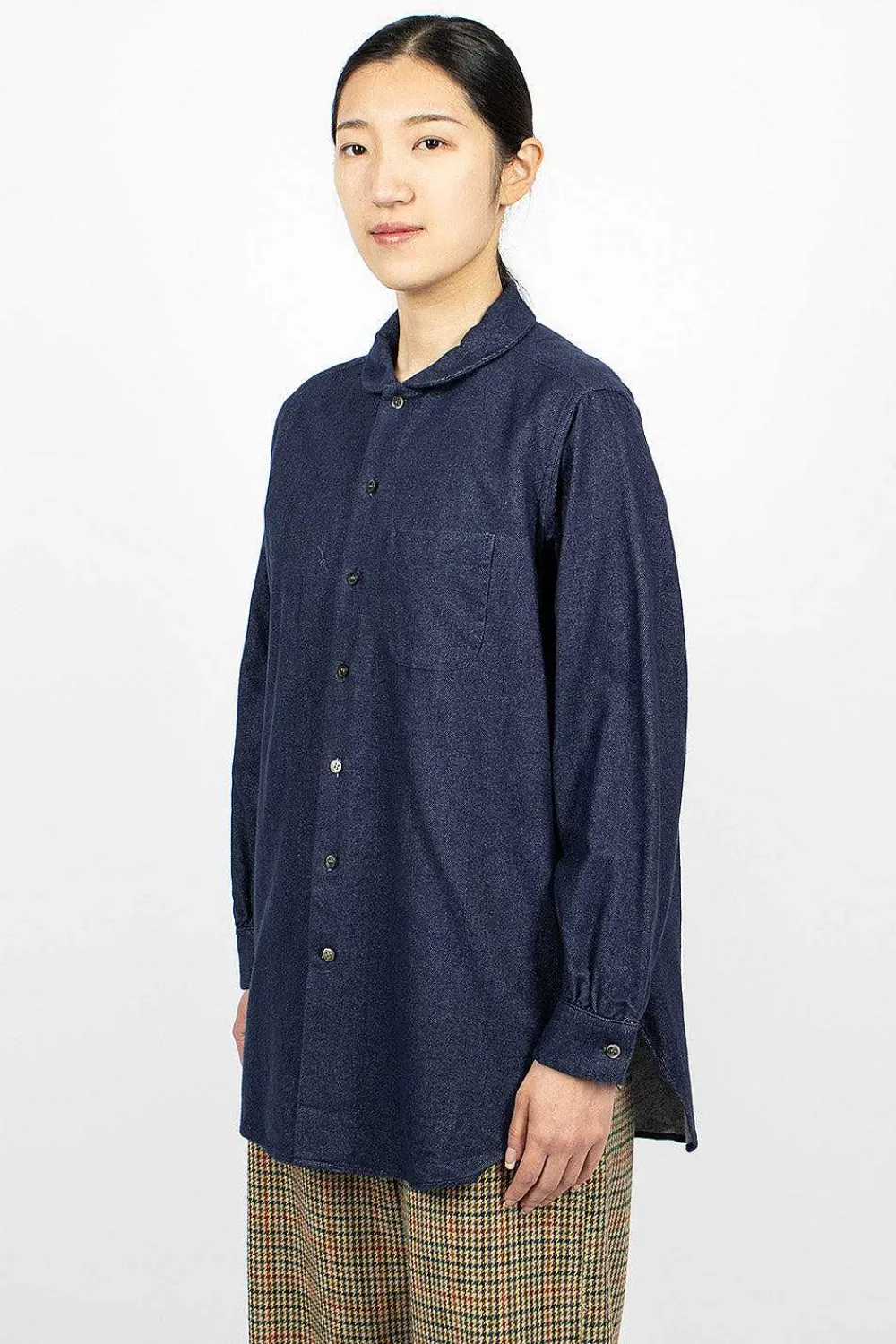 Engineered Garments FWK Rounded Collar Shirt Indigo| Shirts