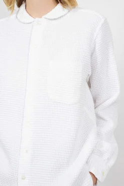 Engineered Garments FWK Rounded Collar Shirt Waffle White| Shirts
