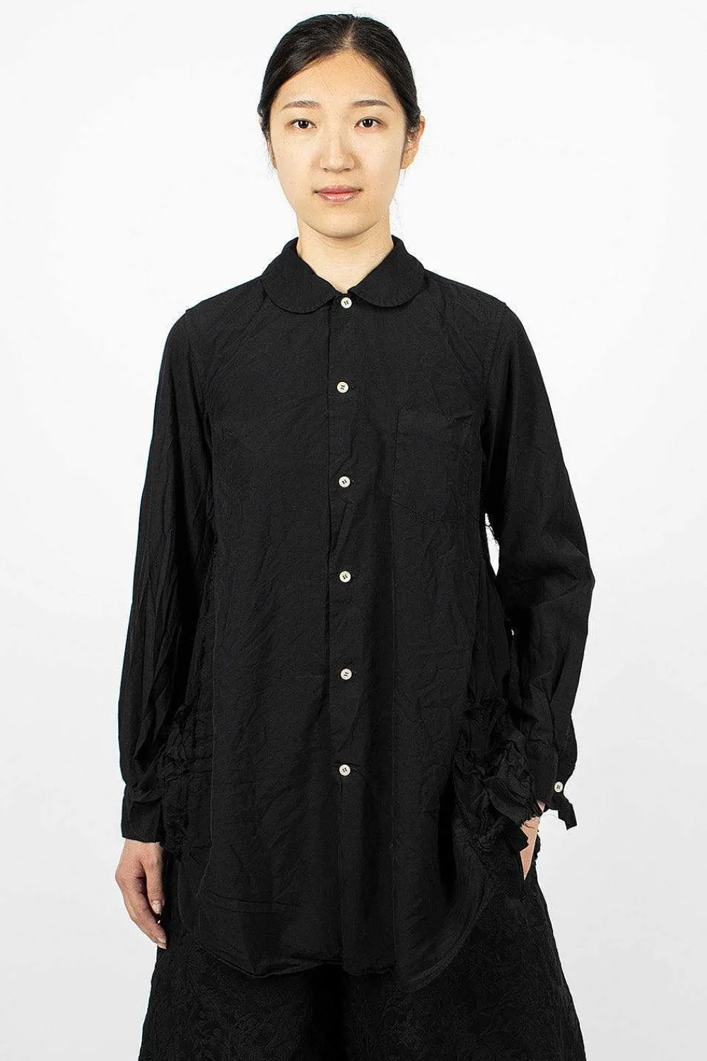 Comme Des Garçons Comme Des Garçons Ruffle Gusset Shirt Black| Shirts
