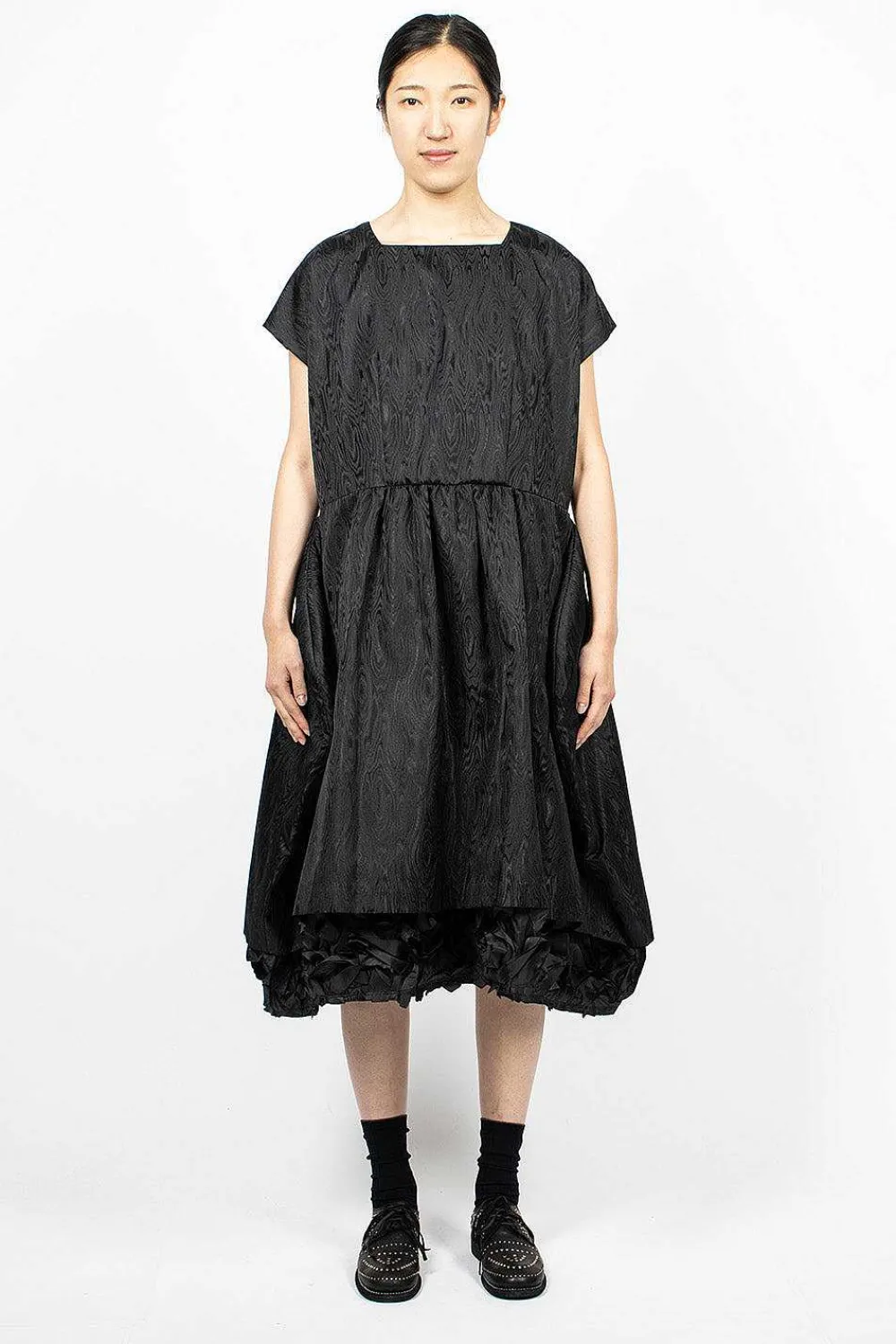 Comme Des Garçons Comme Des Garçons Ruffle Jacquard Dress Black| Dresses