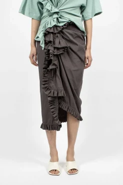 Dries Van Noten Ruffle Pencil Skirt Grey| Skirts