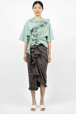 Dries Van Noten Ruffle Pencil Skirt Grey| Skirts