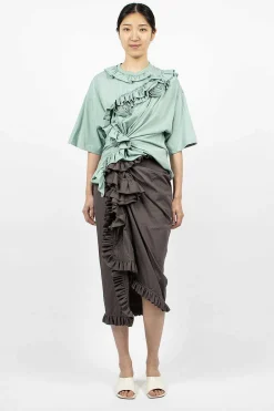 Dries Van Noten Ruffle Pencil Skirt Grey| Skirts