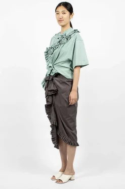 Dries Van Noten Ruffle Pencil Skirt Grey| Skirts