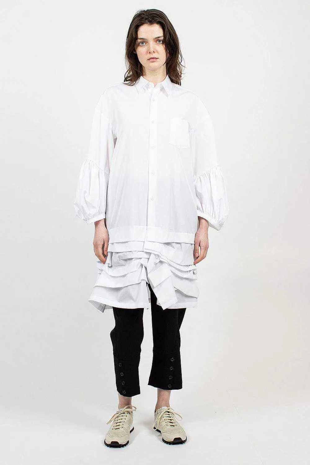 Comme Des Garçons Comme Des Garçons Ruffle Shirt Dress White| Dresses