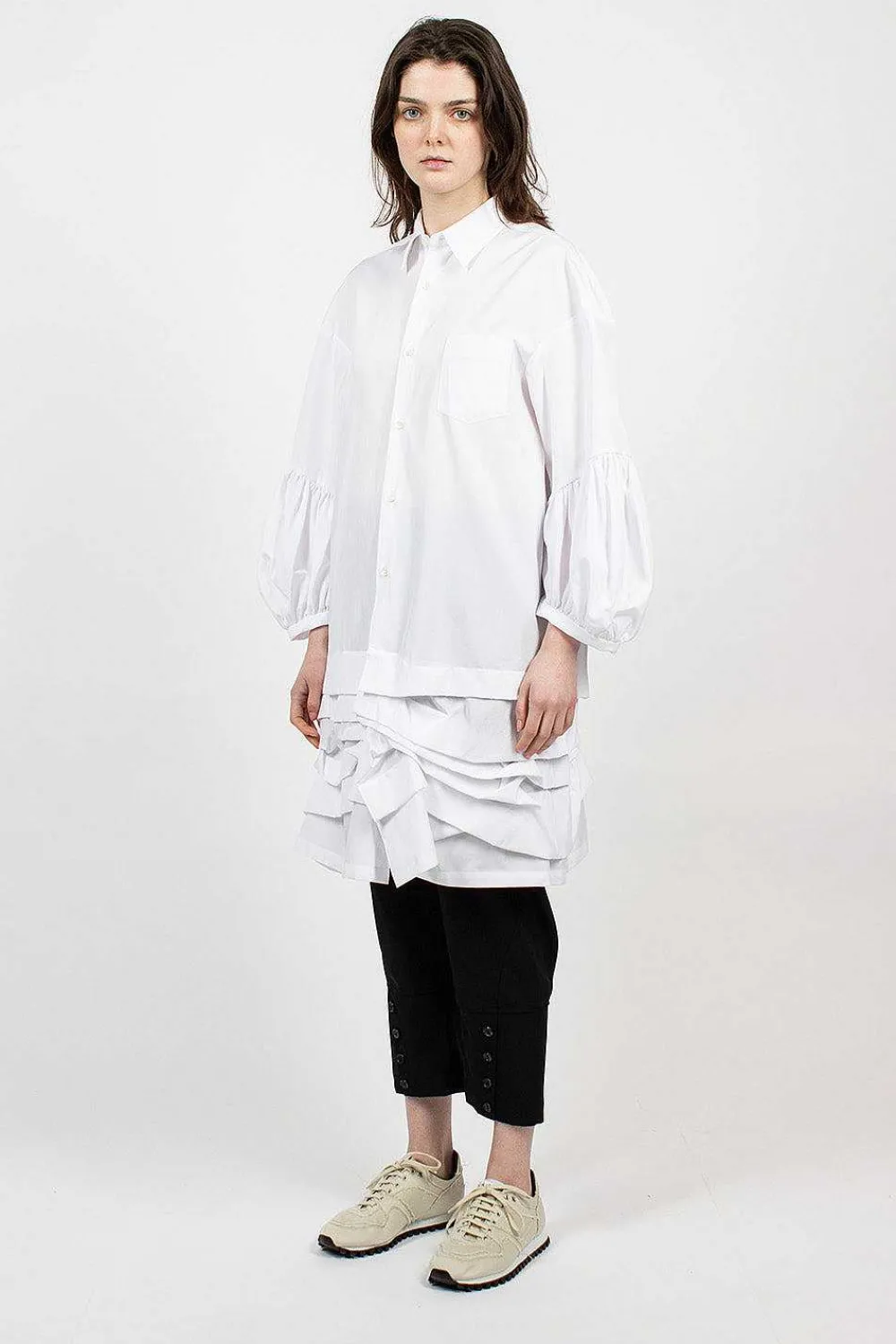Comme Des Garçons Comme Des Garçons Ruffle Shirt Dress White| Dresses