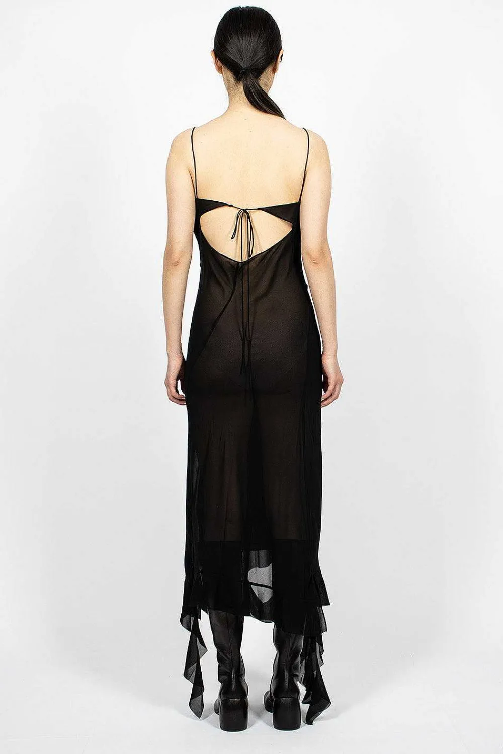 Acne Studios Ruffle Strap Dress Black| Dresses