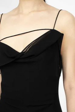 Acne Studios Ruffle Strap Dress Black| Dresses