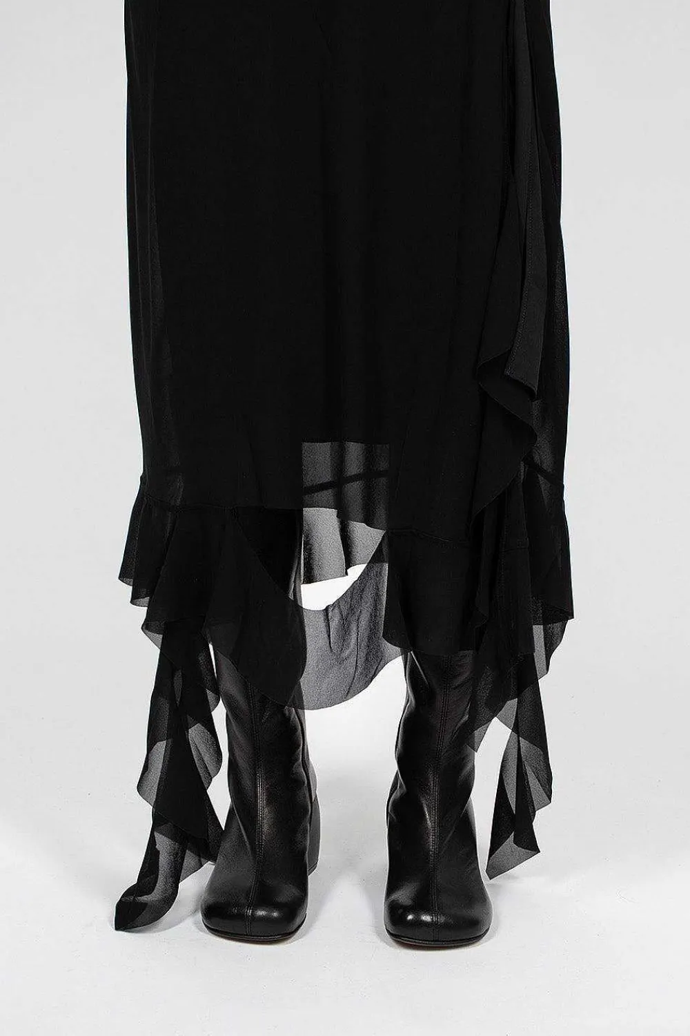 Acne Studios Ruffle Strap Dress Black| Dresses