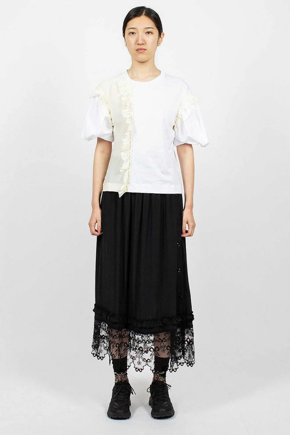 Simone Rocha Ruffle T-Shirt White| Tops