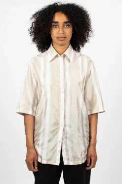 Acne Studios Saffi Bag Stripe Blouse Red/Brown| Shirts