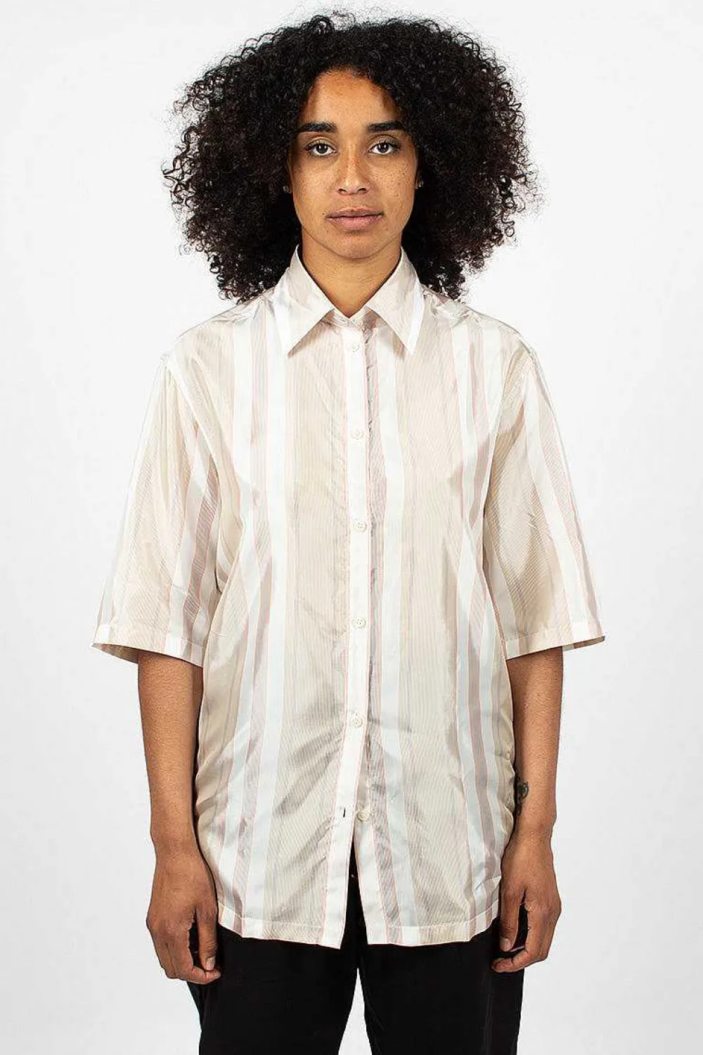 Acne Studios Saffi Bag Stripe Blouse Red/Brown| Shirts