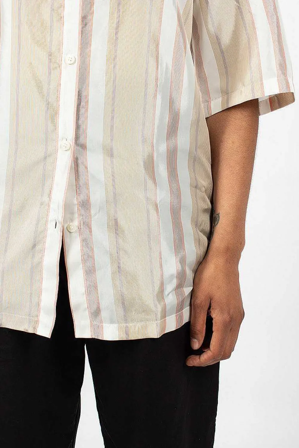 Acne Studios Saffi Bag Stripe Blouse Red/Brown| Shirts