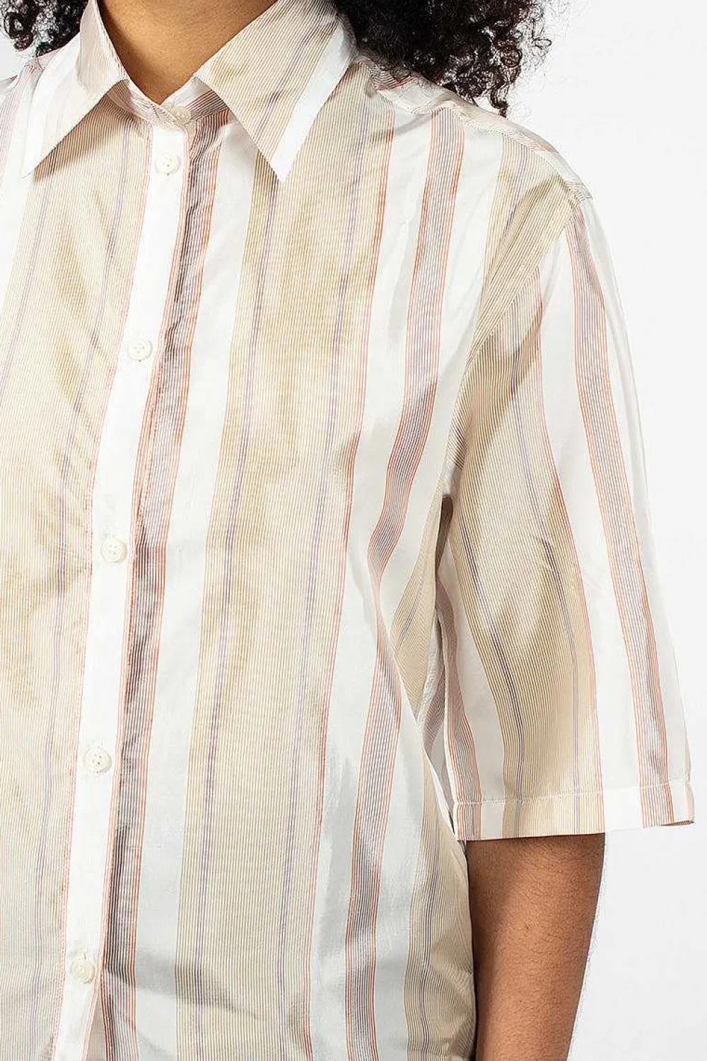 Acne Studios Saffi Bag Stripe Blouse Red/Brown| Shirts