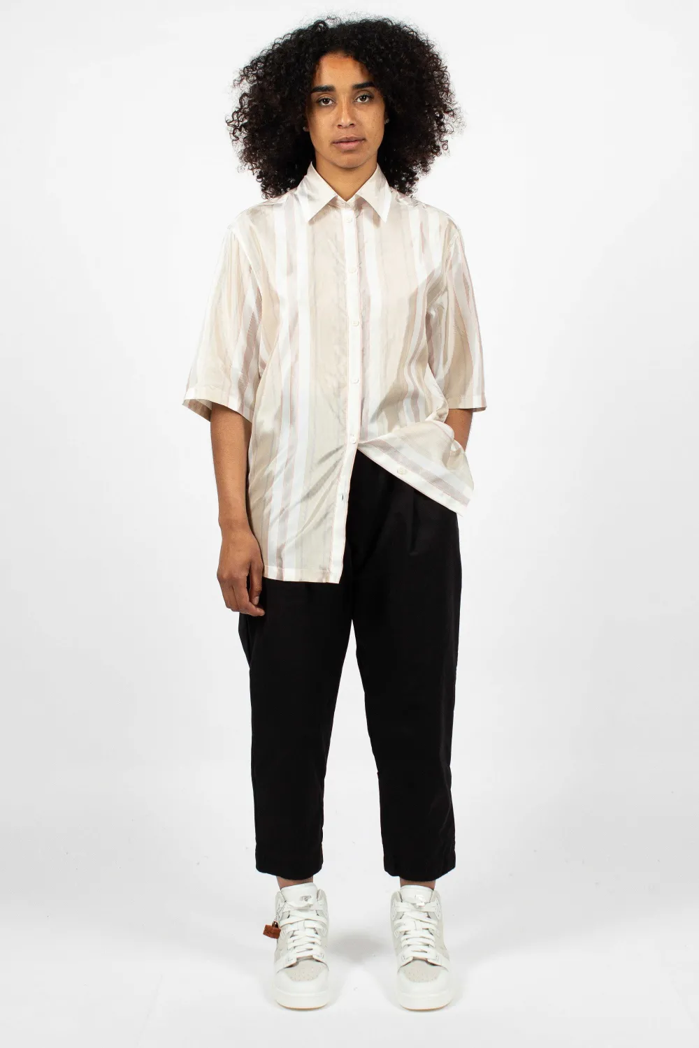 Acne Studios Saffi Bag Stripe Blouse Red/Brown| Shirts