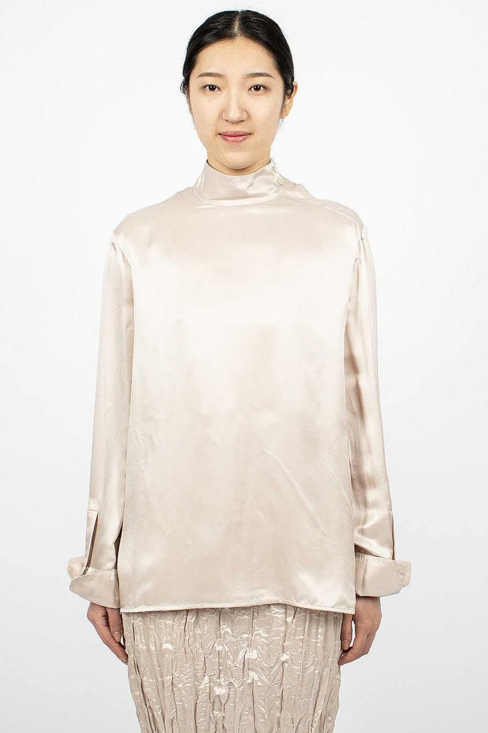 Acne Studios Satin Blouse Pebble Beige| Tops