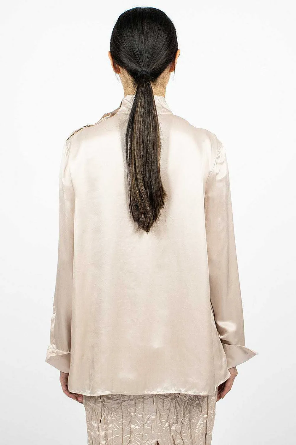 Acne Studios Satin Blouse Pebble Beige| Tops