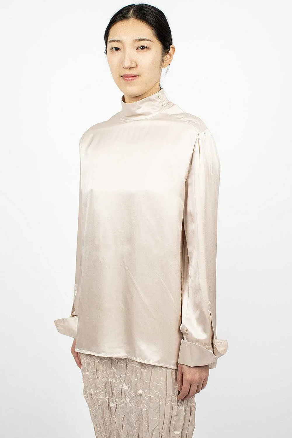 Acne Studios Satin Blouse Pebble Beige| Tops