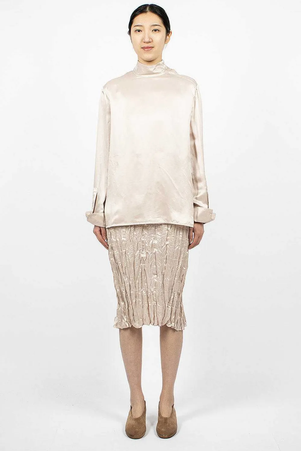 Acne Studios Satin Blouse Pebble Beige| Tops