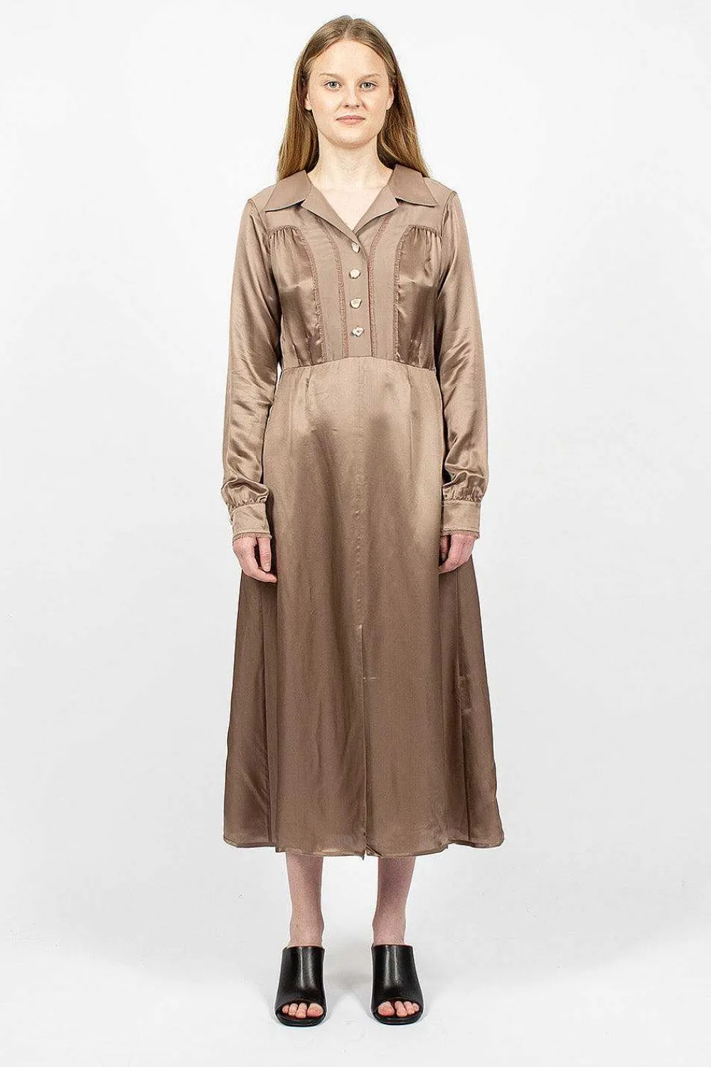 Acne Studios Satin Dress Mink Brown| Dresses