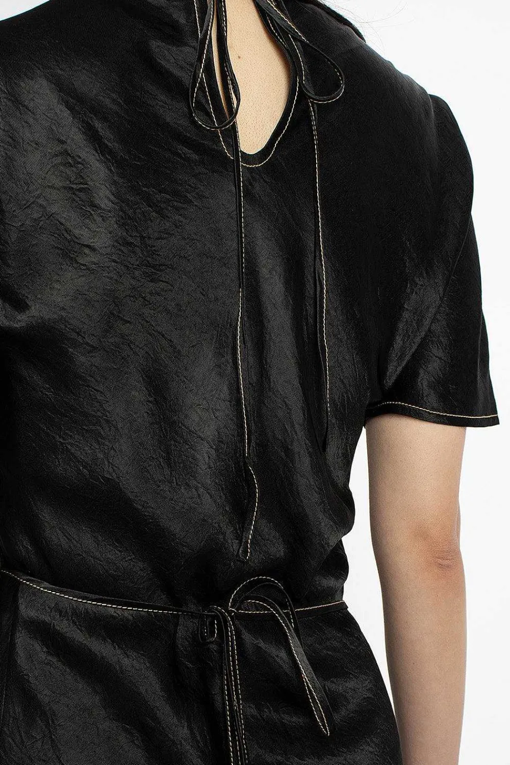 Acne Studios Satin Wrap Dress Black| Dresses