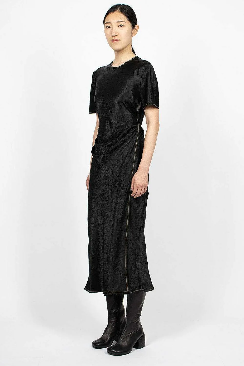 Acne Studios Satin Wrap Dress Black| Dresses