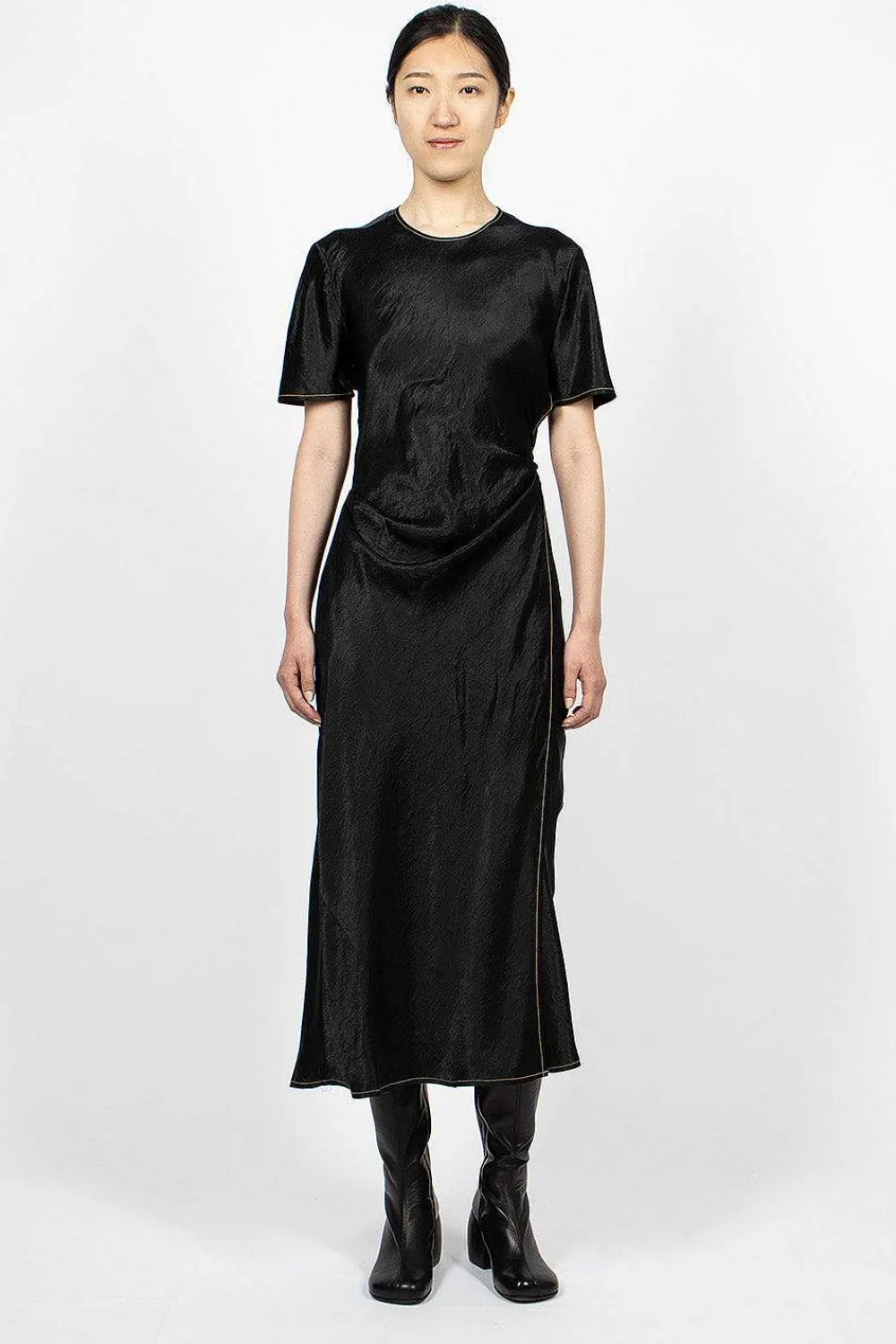 Acne Studios Satin Wrap Dress Black| Dresses