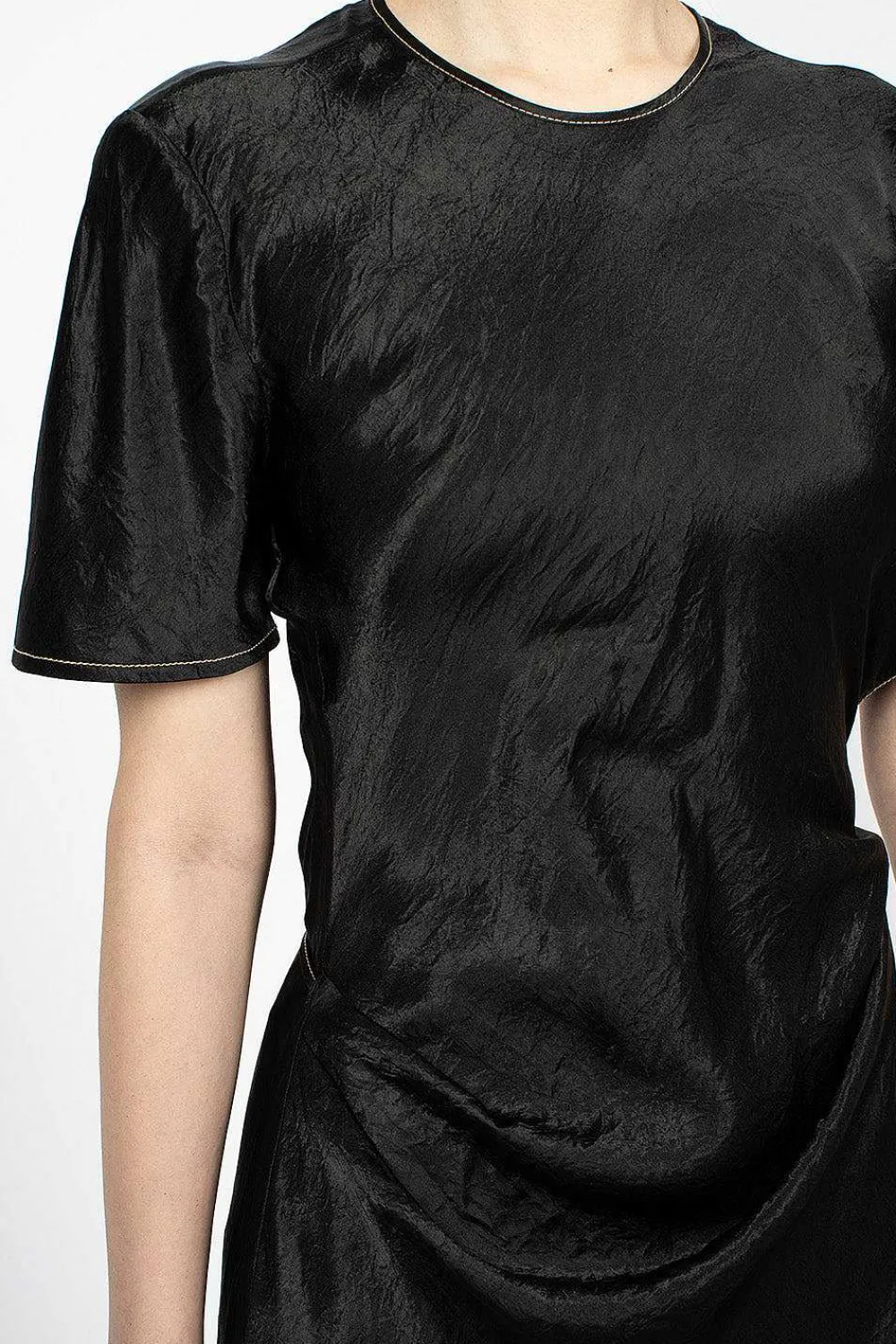 Acne Studios Satin Wrap Dress Black| Dresses