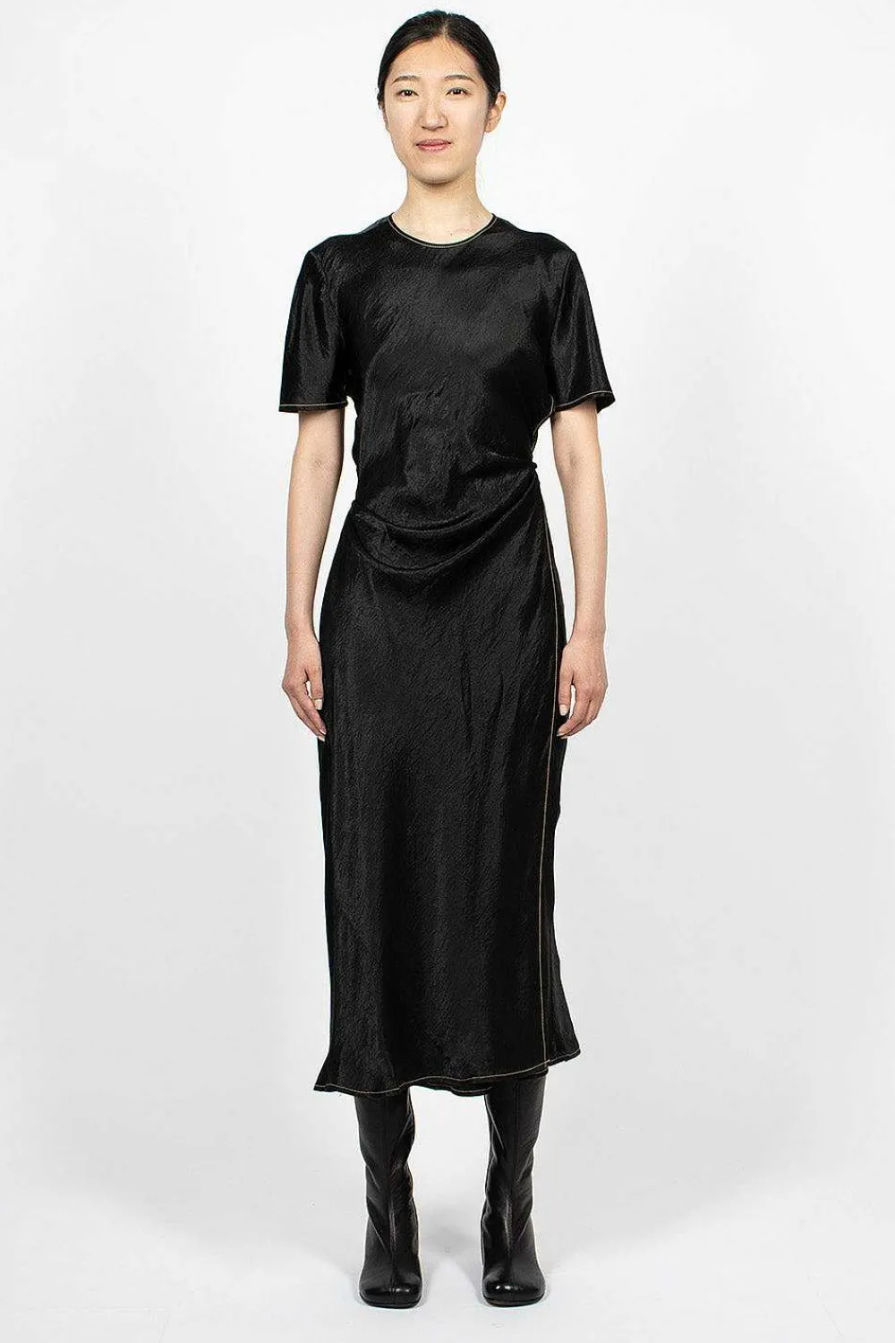 Acne Studios Satin Wrap Dress Black| Dresses