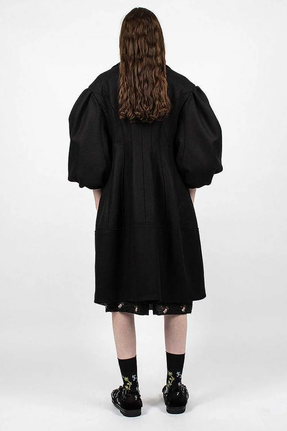 Simone Rocha Sculpted Biker Detail Coat Black| Outerwear