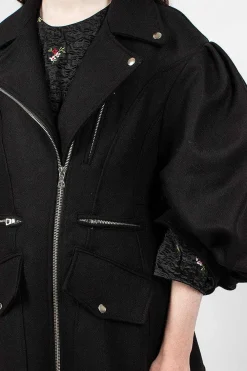 Simone Rocha Sculpted Biker Detail Coat Black| Outerwear